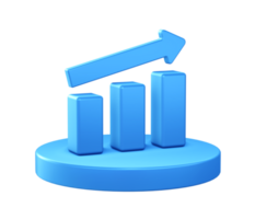 3d illustration icon of Bar Chart with circular or round podium png