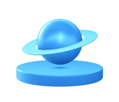 3d illustration icon of Planet and galaxy with circular or round podium png