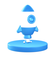 3d illustration icon of spaceship Rocket with circular or round podium png