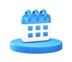 3d ilustración icono de calendario fecha y hora con circular o redondo podio png