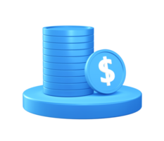 3d illustration icon of Money and coins with circular or round podium png