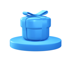 3d illustration icon of present gift with circular or round podium png