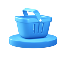 3d illustration icon of Shopping basket cart with circular or round podium png