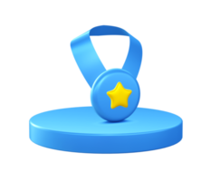 3d illustration icon of Champion Medal with circular or round podium png