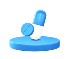 3d illustration icon of health medicine podium with circular or round podium png
