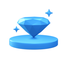 3d illustration icon of Diamond with circular or round podium png