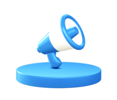 3d illustration icon of loudspeaker with circular or round podium png