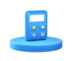 3d illustration icon of Calculator math with circular or round podium png