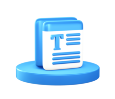3d illustration icon of News Document with circular or round podium png