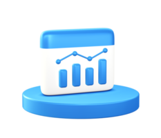 3d illustration icon of Growth Chart with circular or round podium png