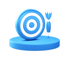 3d illustration icon of Dartboard target with circular or round podium png