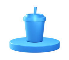 3d illustration icon of Drink Cup with circular or round podium png