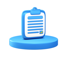 3d illustration icon of Checklist book with circular or round podium png