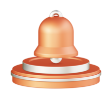 3d illustration icon design of metallic orange bell notification with circular or round podium png