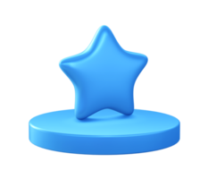 3d illustration icon of star with circular or round podium png