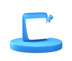 3d illustration icon of Reminder note Paper with circular or round podium png