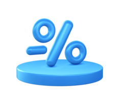 3d illustration icon of Percentage discount promo with circular or round podium png