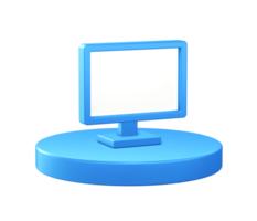 3d illustration icon of computer monitor with circular or round podium png