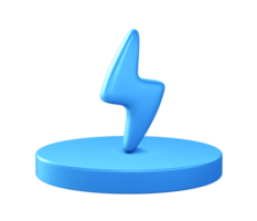 3d Illustration Symbol von Blitz Energie mit kreisförmig oder runden Podium png