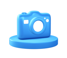 3d illustratie icoon van camera met circulaire of ronde podium png