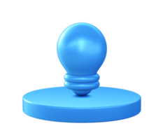 3d illustration icon of Light Bulb with circular or round podium png