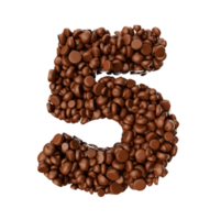 Digit 5 made of chocolate Chips Chocolate Pieces 5 3d illustration png