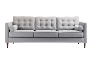 Grey two seater sofa isolated on transparent background png