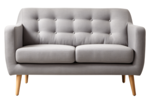Grey two seater sofa isolated on transparent background png