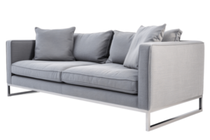 Grey two seater sofa isolated on transparent background png