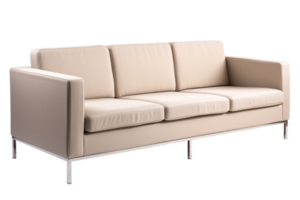 Beige two seater sofa isolated on transparent background png