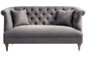 cinzento dois assento sofá isolado em transparente fundo png