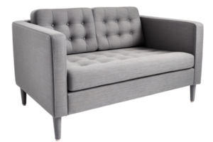 Grey two seater sofa isolated on transparent background png