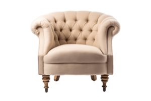 Beige armchair isolated on transparent background png