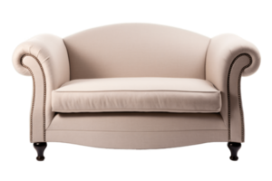 Beige two seater sofa isolated on transparent background png