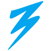 blå åska ikon, åska storm symbol blå platt lägga, ClipArt åska png