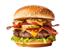 savoureux Hamburger isolé sur transparent Contexte png