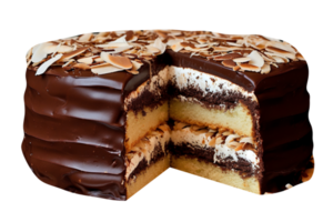 Freshly baked almond joy cake on transparent background png