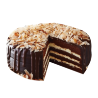 Freshly baked almond joy cake on transparent background png