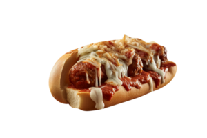 Tasty meatballs sandwich on transparent background png