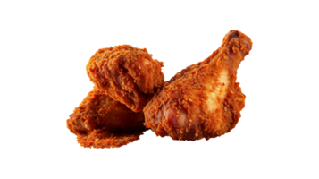 Tasty spicy fried chicken pieces isolated on transparent background png