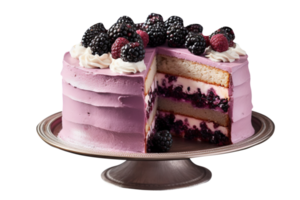 Fresh blueberries cake isolated on transparent background png