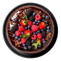 Chocolate cake with mix berries on transparent background png