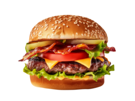 savoureux Burger isolé sur transparent Contexte png