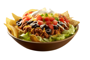 Tasty taco salad isolated on transparent background png