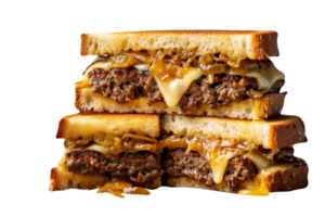 Tasty patty melt sandwich on transparent background png