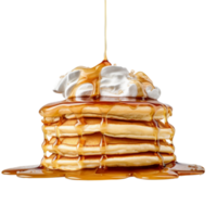 Stack of tasty pancakes with honey on transparent background png