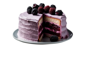 Fresh blueberries cake isolated on transparent background png