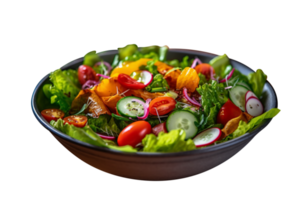 Tasty vegetable salad on transparent background png