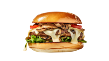 savoureux champignon Burger sur transparent Contexte png