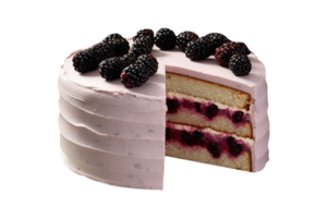 Fresh blueberries cake isolated on transparent background png